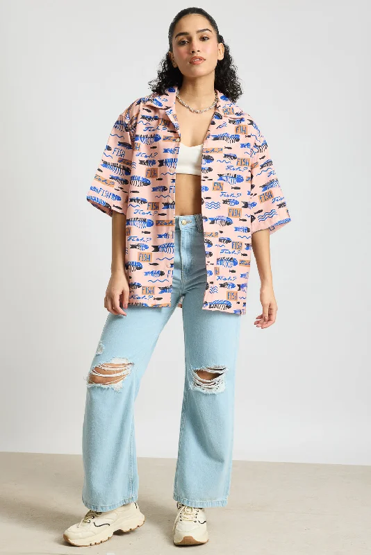 Fishes Printed Women's Resort Shirt