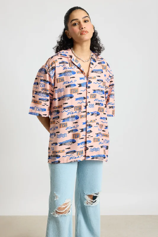 Fishes Printed Women's Resort Shirt