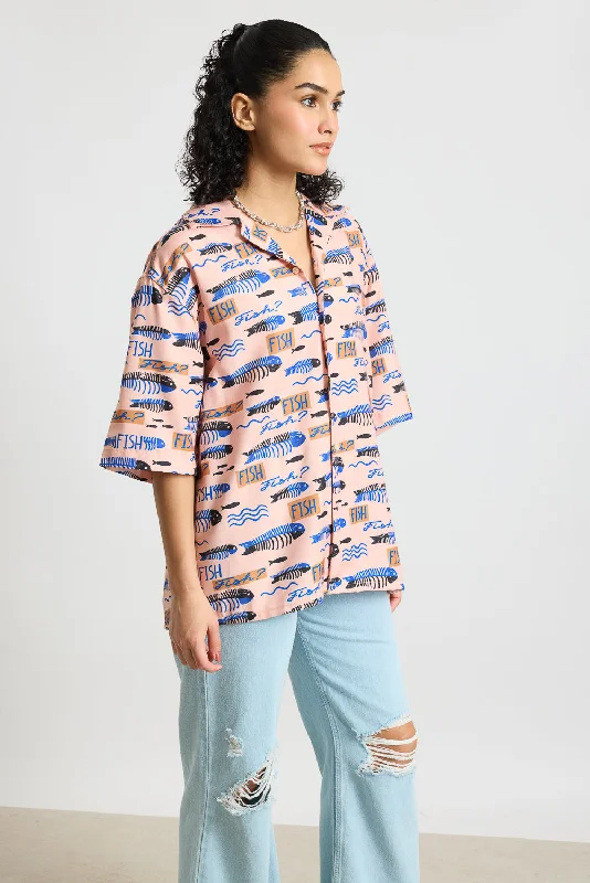 Fishes Printed Women's Resort Shirt