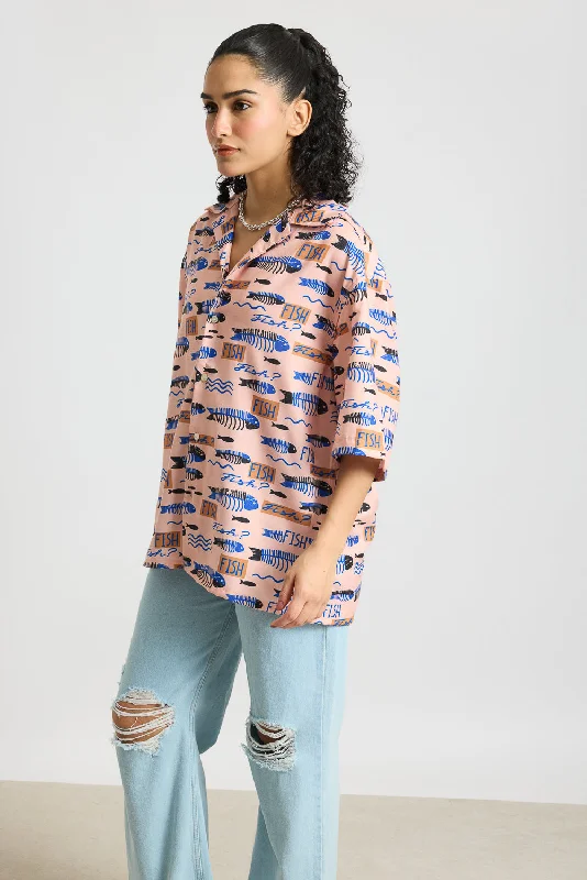 Fishes Printed Women's Resort Shirt