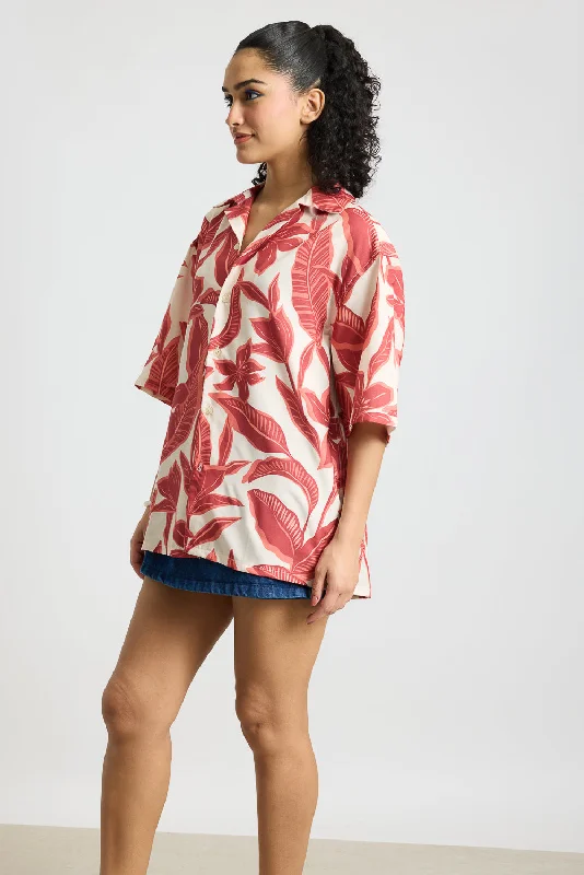 Red Flower Women's Resort Shirt