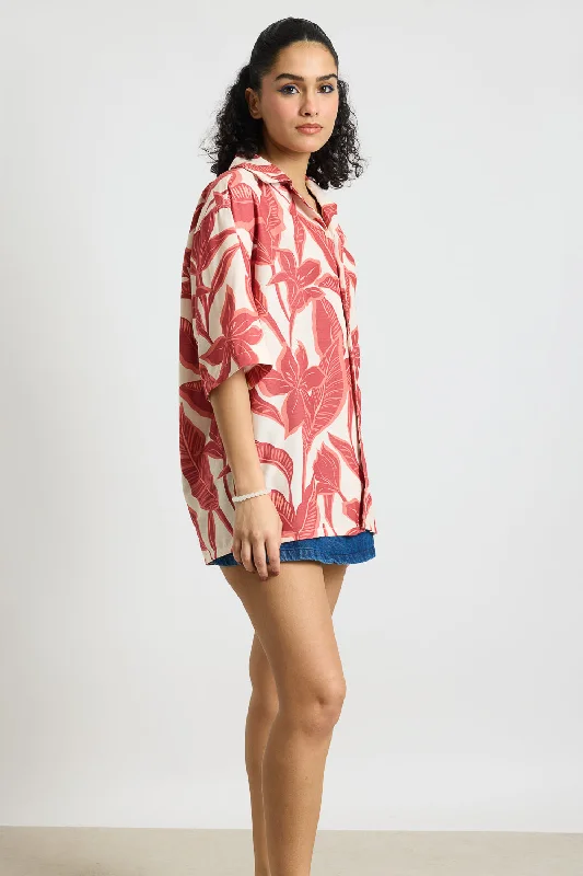 Red Flower Women's Resort Shirt