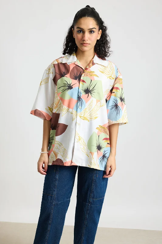 Tropical Print Women's Resort Shirt