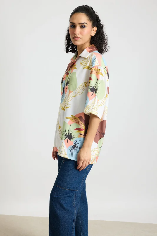 Tropical Print Women's Resort Shirt