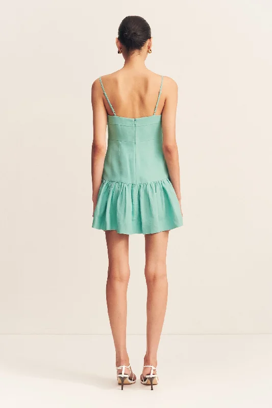 ALEC GATHERED MINI DRESS - POOL BLUE