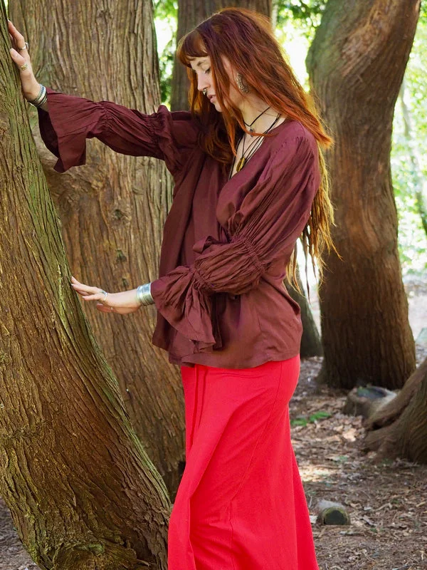 Boho Blouse Marroon Rood/ Bruin