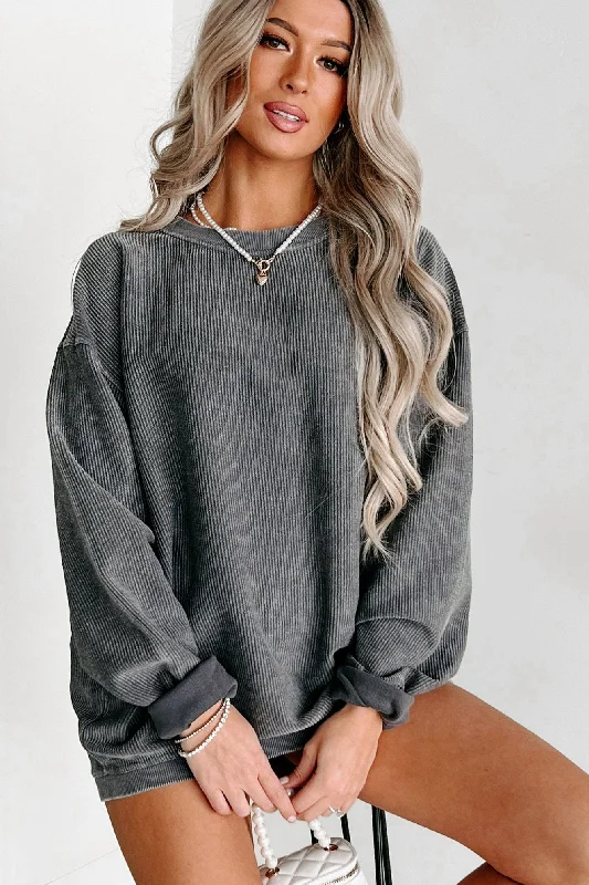 NanaMacs Corded Crewneck Sweatshirt (Charcoal)