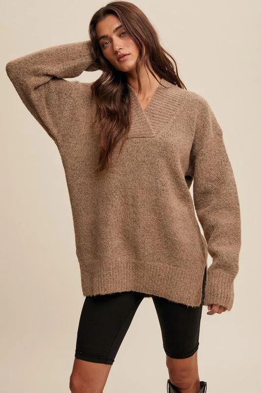 Delphine V-neck Slouchy Soft Knit Sweater