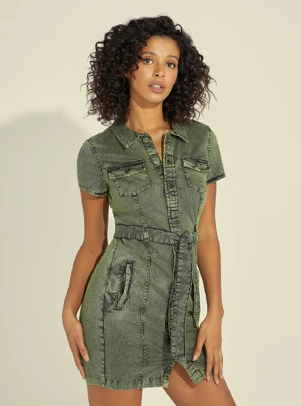 Eco Leaf Green Wash Stella Mini Dress