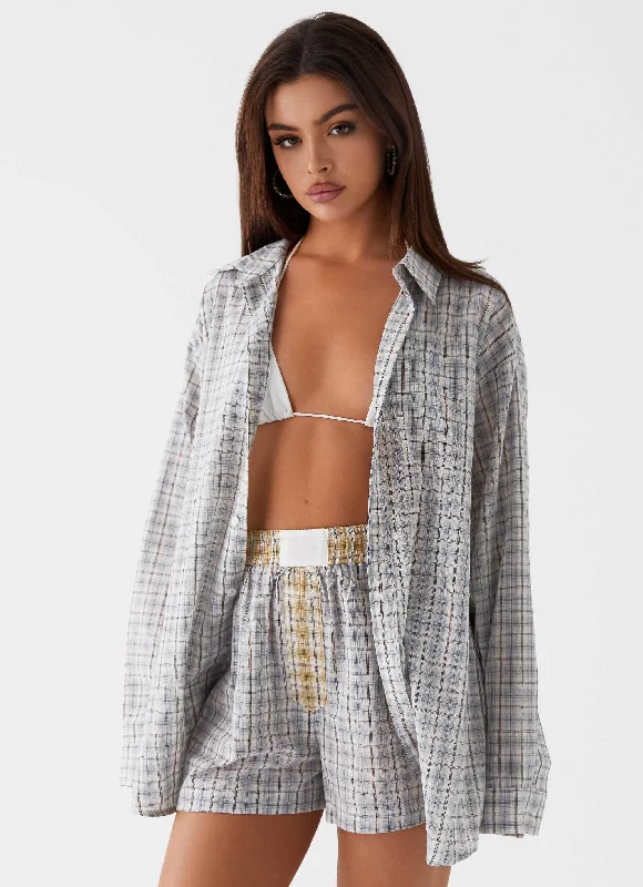 Harley Oversized Shirt - Grey Check