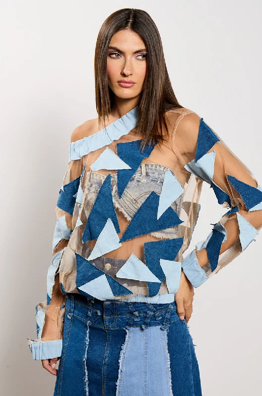 I SPY DENIM PATCHWORK OVERSIZED SHIRT