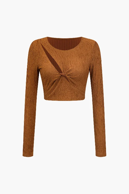 Solid Twist Knot Long-Sleeve Top