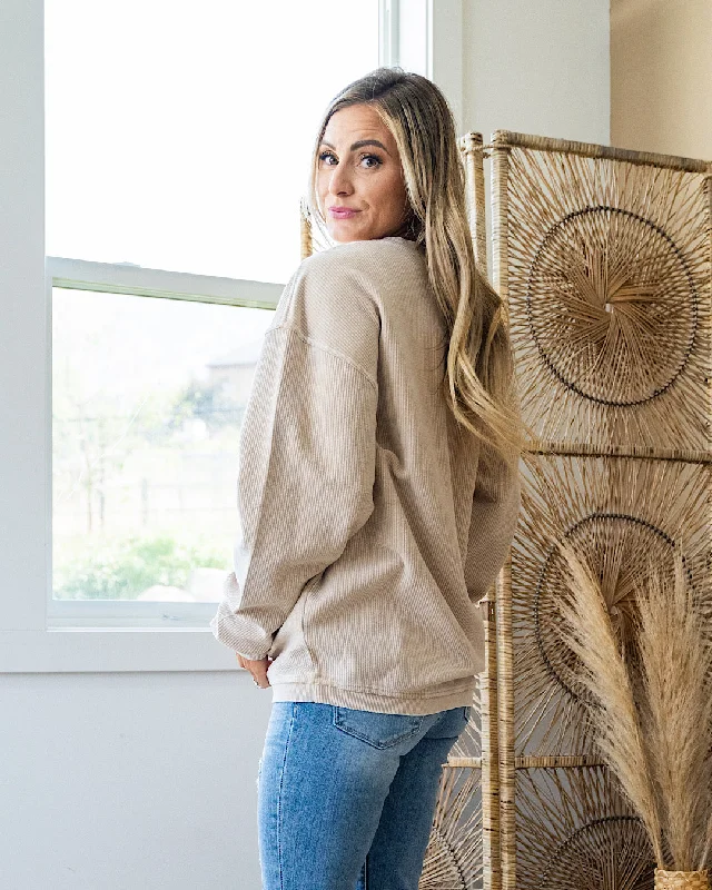 NEW! Corded Mineral Wash Sweatshirt - Hummus