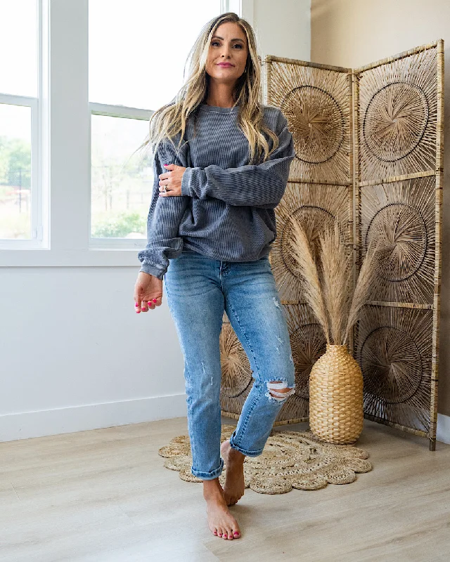 NEW! Corded Mineral Wash Sweatshirt - Pewter