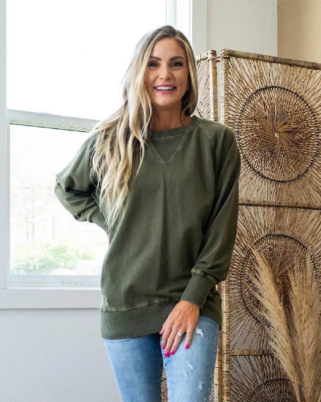 Girlfriend Crewneck Sweatshirt - Dark Olive