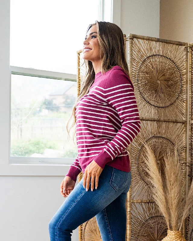 Josie Striped Sweater - Rosewood