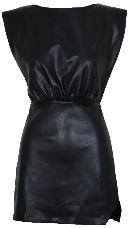 PAT FAUX LEATHER MINI DRESS