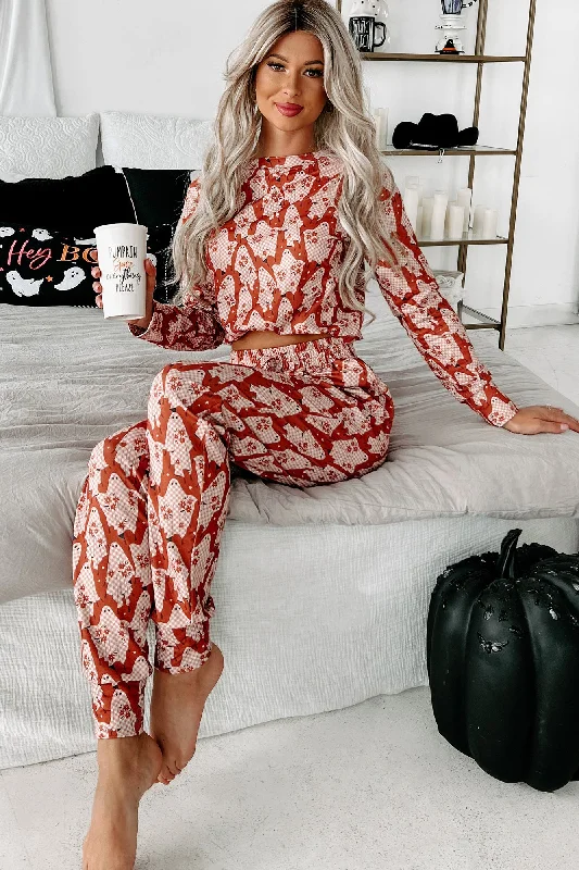 Sleep Tight Two-Piece Printed Pajama Set (Plaid Ghost)