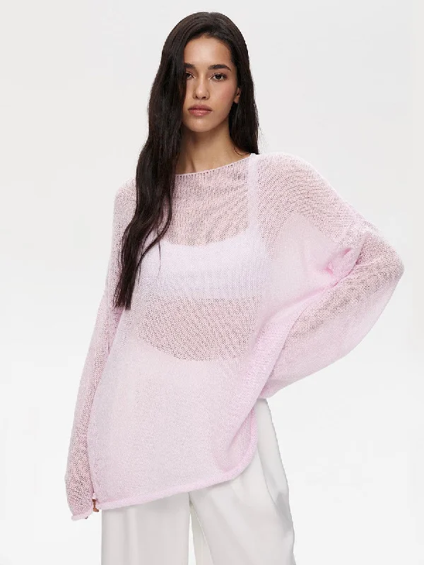 Hot Girl Shalene Sheer Long Sleeve Knit Top