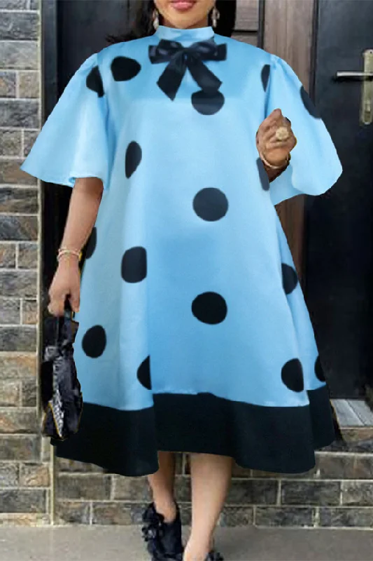 Polka Dot Cute Bow Decor Midi Dress