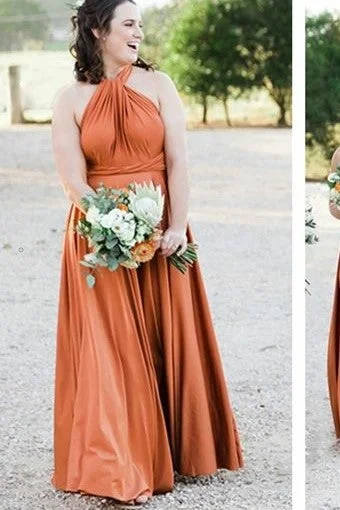 Halter Ginger Bridesmaid Dresses Long Chiffon Skirt