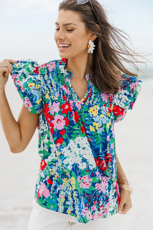 Live Out Loud Navy Blue Floral Blouse