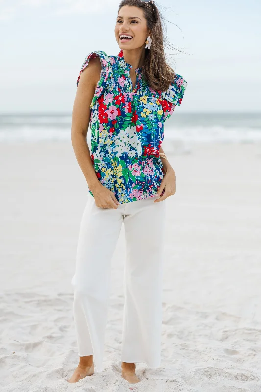 Live Out Loud Navy Blue Floral Blouse