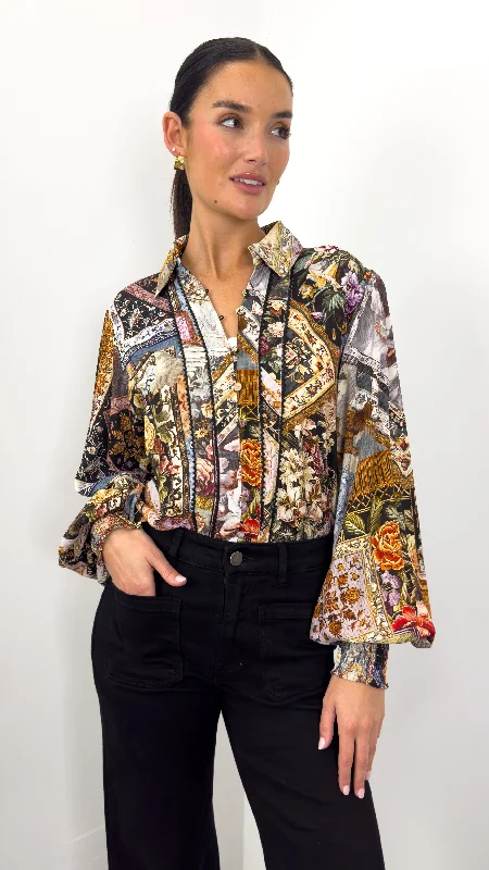 MERUCCI BLOUSE - BLACK PRINT