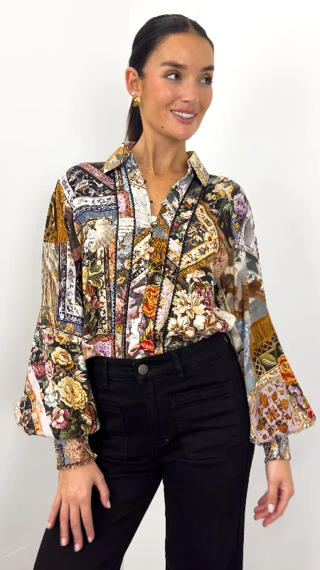 MERUCCI BLOUSE - BLACK PRINT