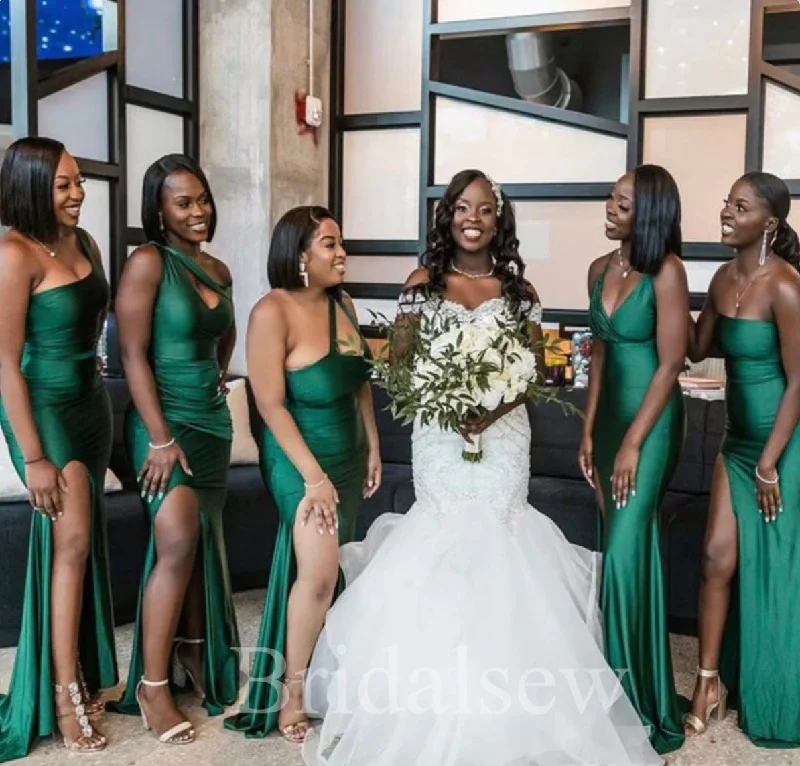 Mismatched Emerald Green Mermaid Popular Elegant Long Formal Bridesmaid Dresses BD150