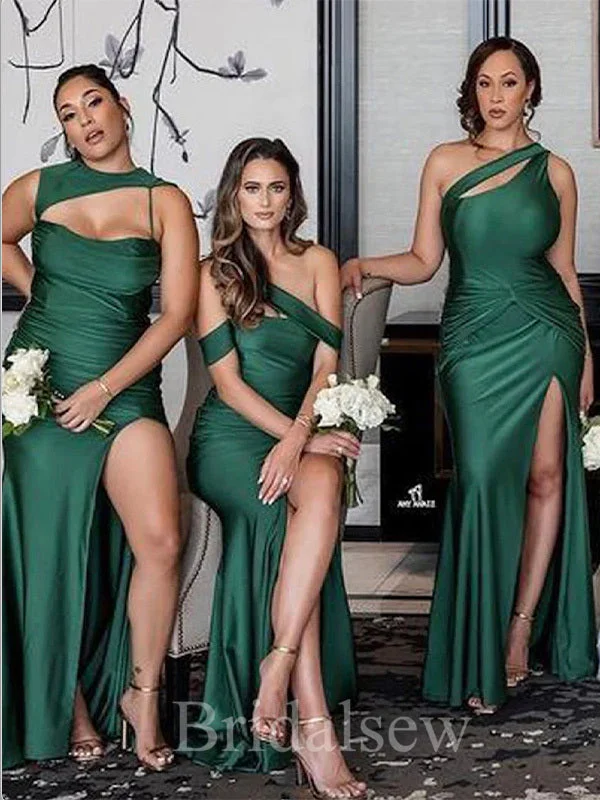 Mismatched Emerald Green Mermaid Elegant Long Formal Bridesmaid Dresses BD147