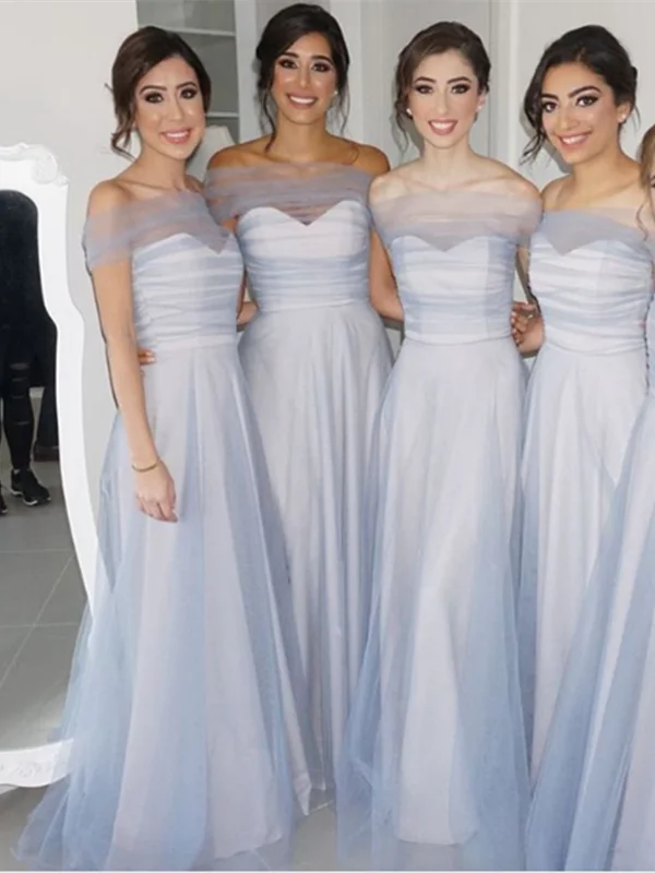 Off Shoulder Fancy Bridesmaid Dresses, Modest 2020 Long Bridesmaid Dresses