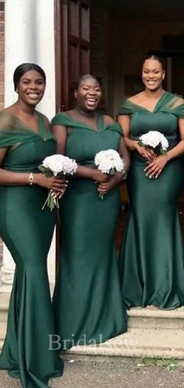 Off The Shoulder Green Mermaid Popular Elegant Long Formal Bridesmaid Dresses BD154