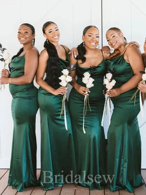 Simple Straps Emerald Green Mermaid Elegant Long Formal Bridesmaid Dresses BD148