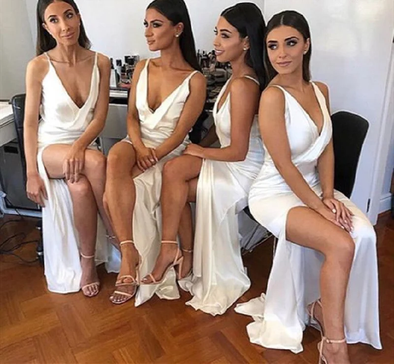 V-neck Simple Bridesmaid Dresses, Mermaid Wedding Guest Dresses, 2020 Bridesmaid Dresses