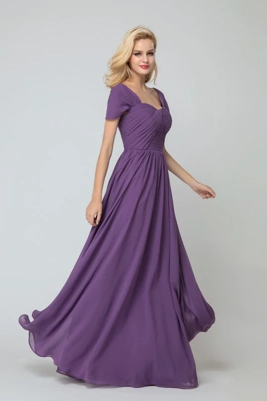 Wrapped Shoulders Chiffon Long Wedding Party Dress for Bridesmaid