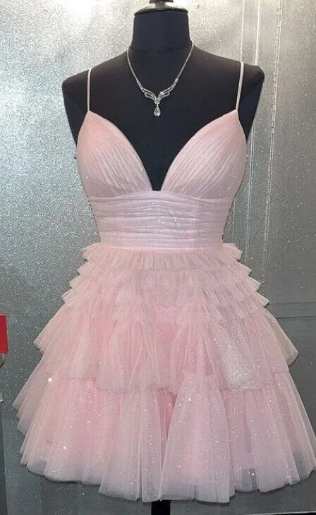 Straps Sparkly Tulle Homecoming Dress      S3313