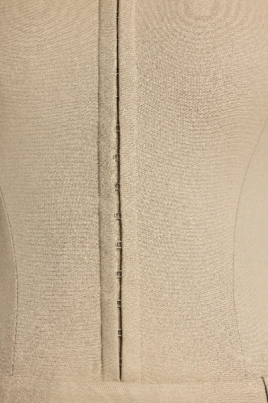 Brushed Twill Bandeau Corset Jumpsuit in Taupe