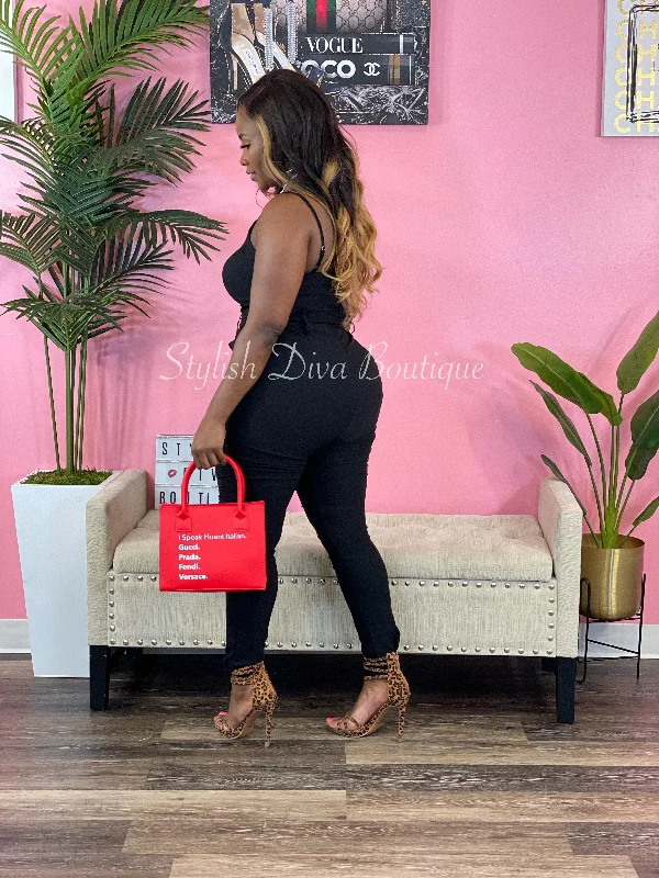 Luxe Diva Jumpsuit up to 3XL (Black)