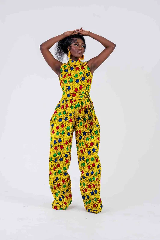 Natalia Ankara Jumpsuit | Yellow African Print