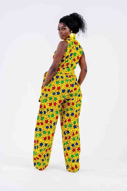 Natalia Ankara Jumpsuit | Yellow African Print