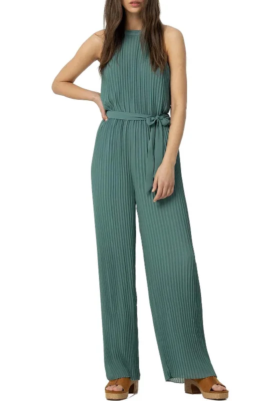 Tiffosi Fredi Pleated Halterneck Jumpsuit, Sage Green