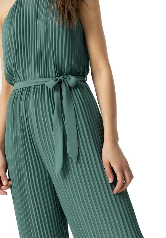 Tiffosi Fredi Pleated Halterneck Jumpsuit, Sage Green