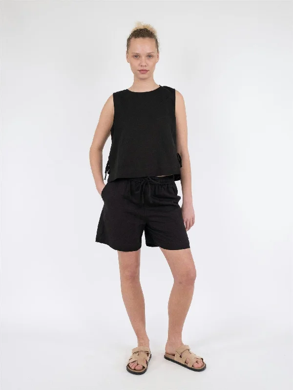 Shea Linen Shorts Black