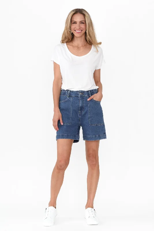 Atlas Dark Blue Denim Stretch Shorts