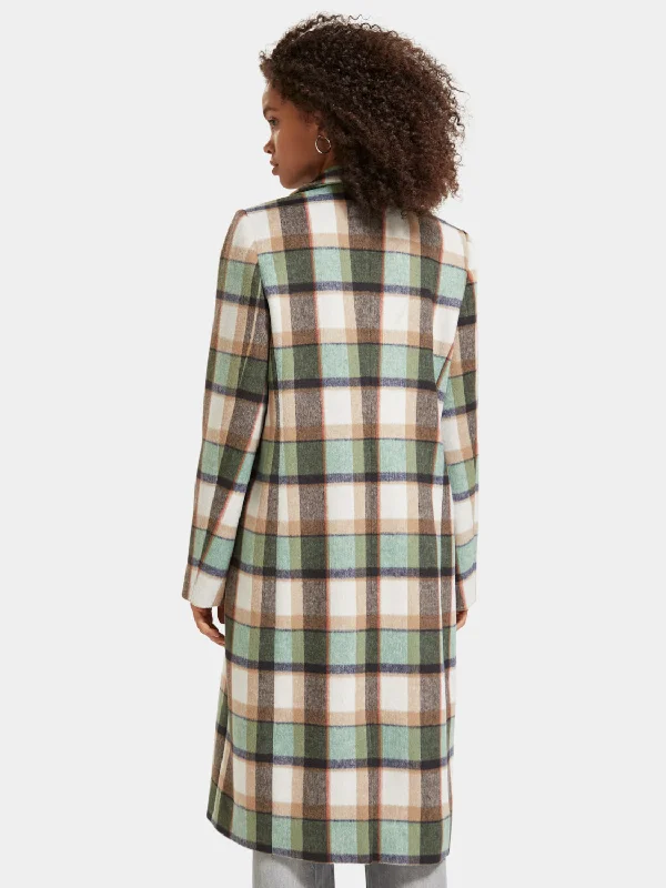 Single-breasted check coat