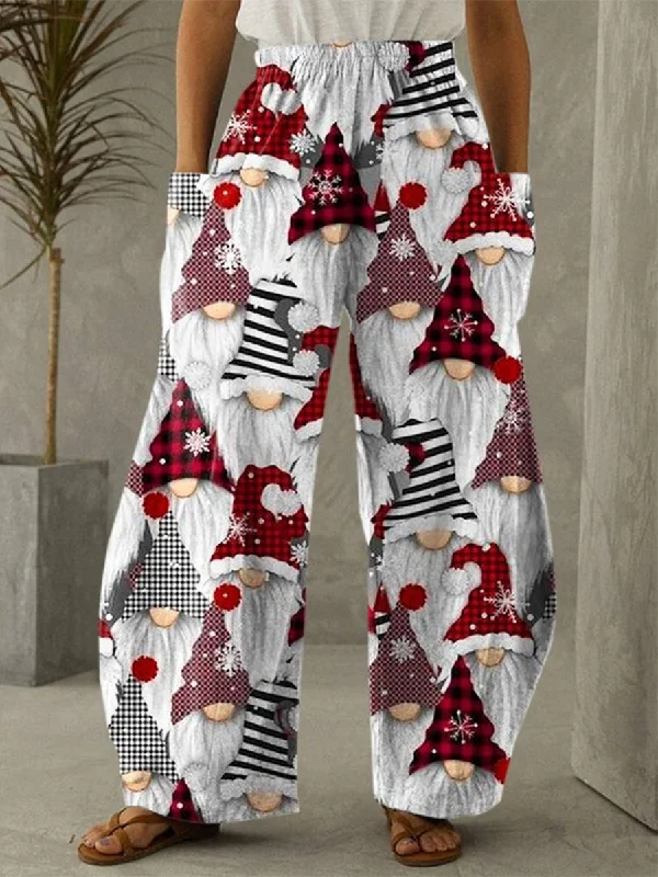 Christmas Gnomes Print Vintage Pants