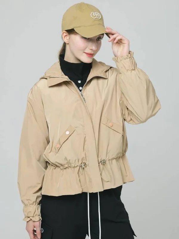 Doyou Know MC Women s Fit and Flare Waterproof Loose Beige Wind Jumper DO6242WB21 1