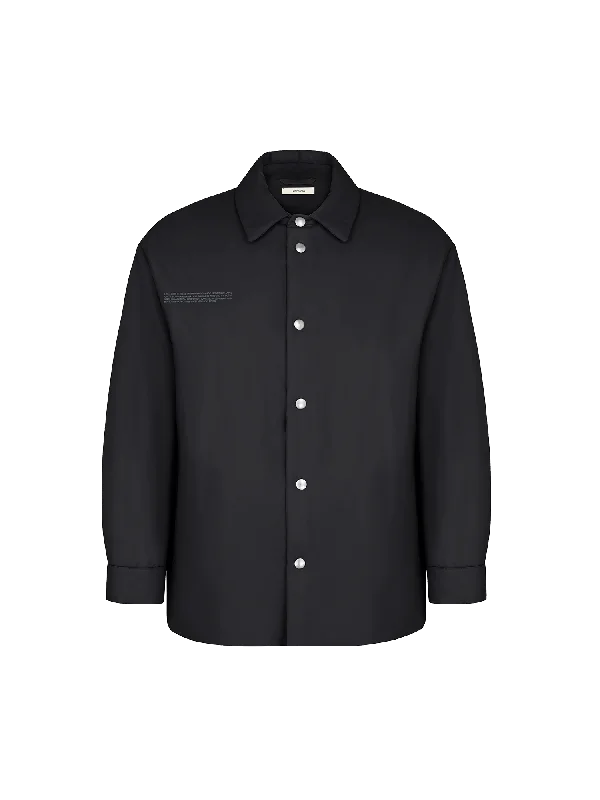 Flower-Warmth Padded Overshirt—Black