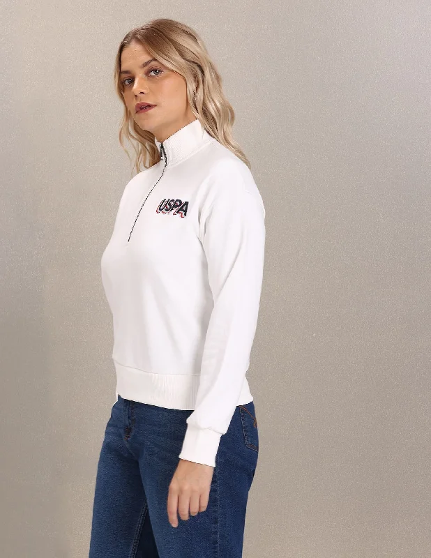 High Neck Solid Sweatshirt